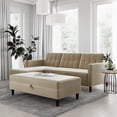 thumbnail image 1 of DHP Hartford Storage Sectional Futon and Hartford Storage Ottoman, Tan Chenille, 1 of 33