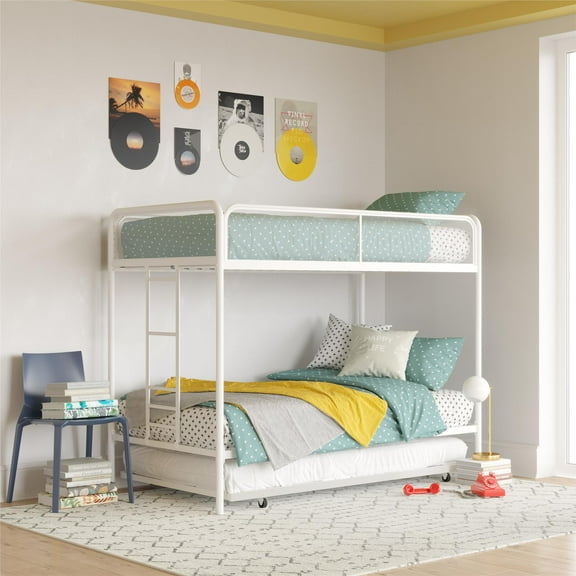 DHP Isaiah Triple Twin Metal Bunk Bed, Off White