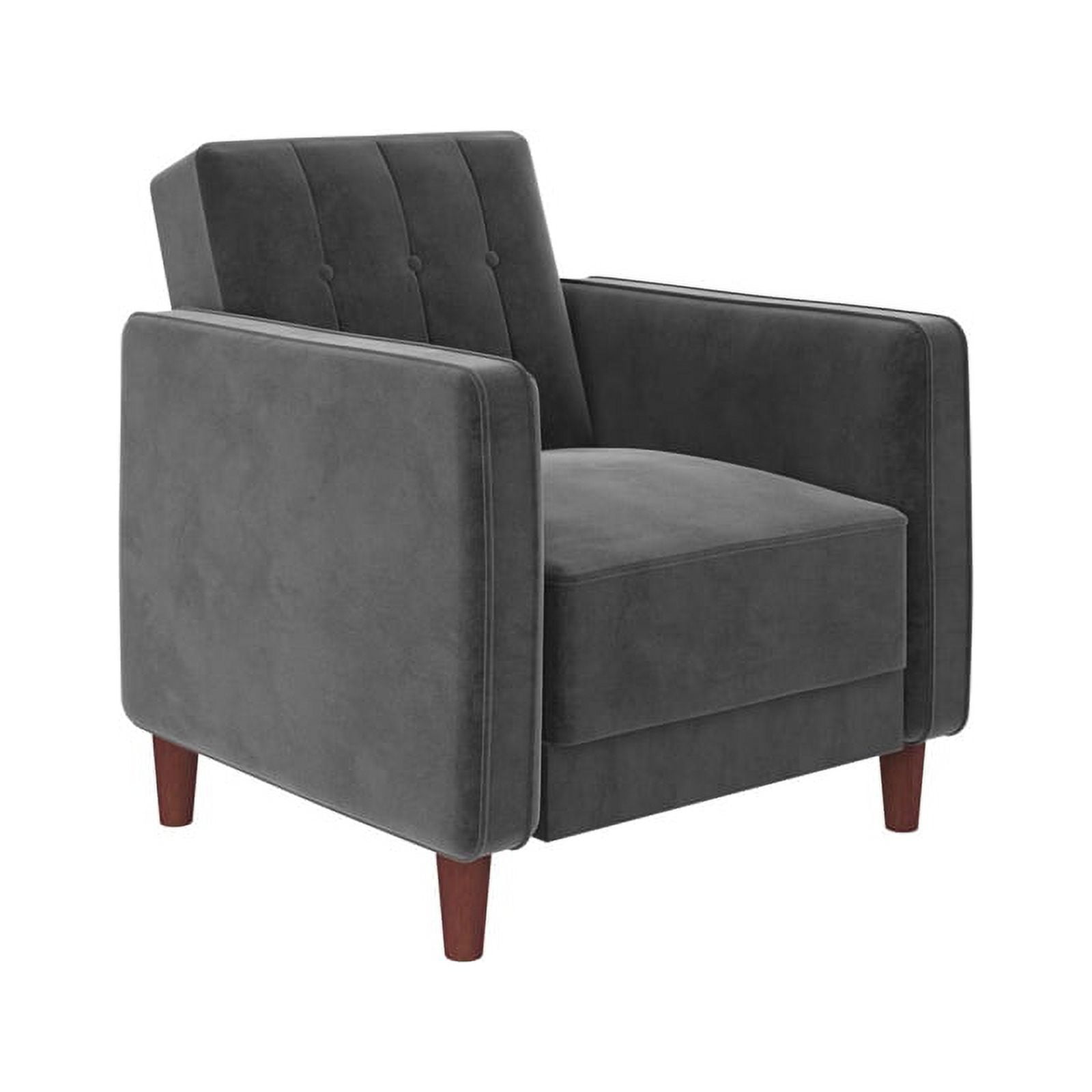 DHP Ivana Tufted Accent Chair in Gray Velvet