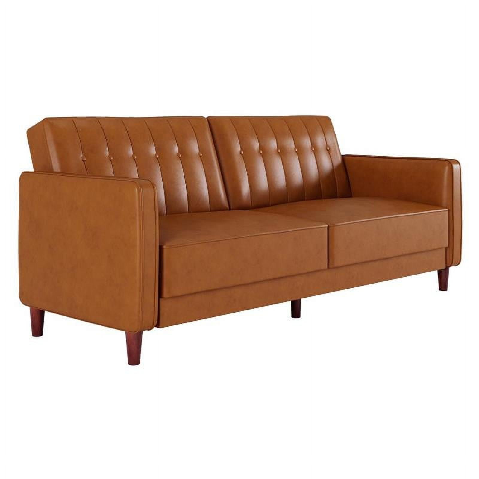 DHP Ivana Tufted Futon and Upholstered Sofa Sleeper Bed in Camel Faux