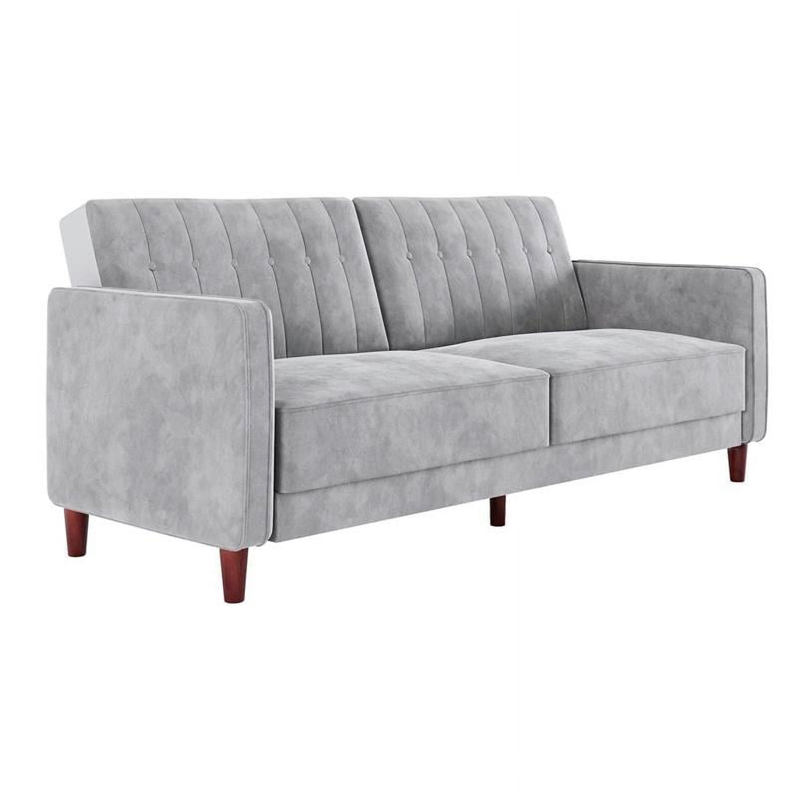DHP Ivana Tufted Futon and Upholstered Sofa Sleeper Bed in Light Gray