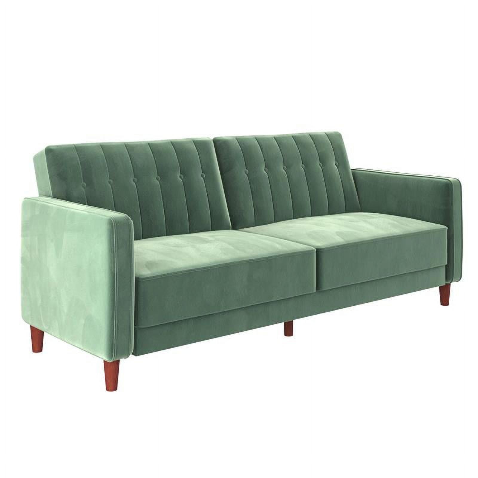 DHP Ivana Tufted Transitional Futon in Light Green Velvet