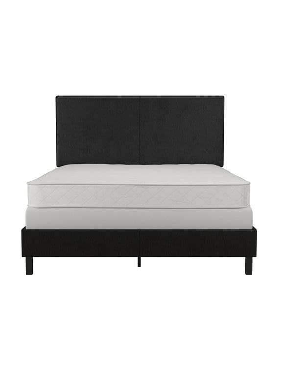 DHP Janford Upholstered Bed, Black Faux Leather, Full