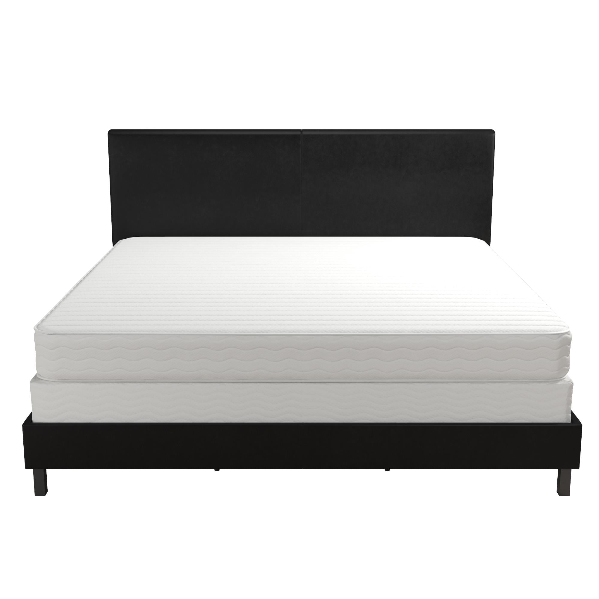 DHP Janford Upholstered Bed, Black Faux Leather, King