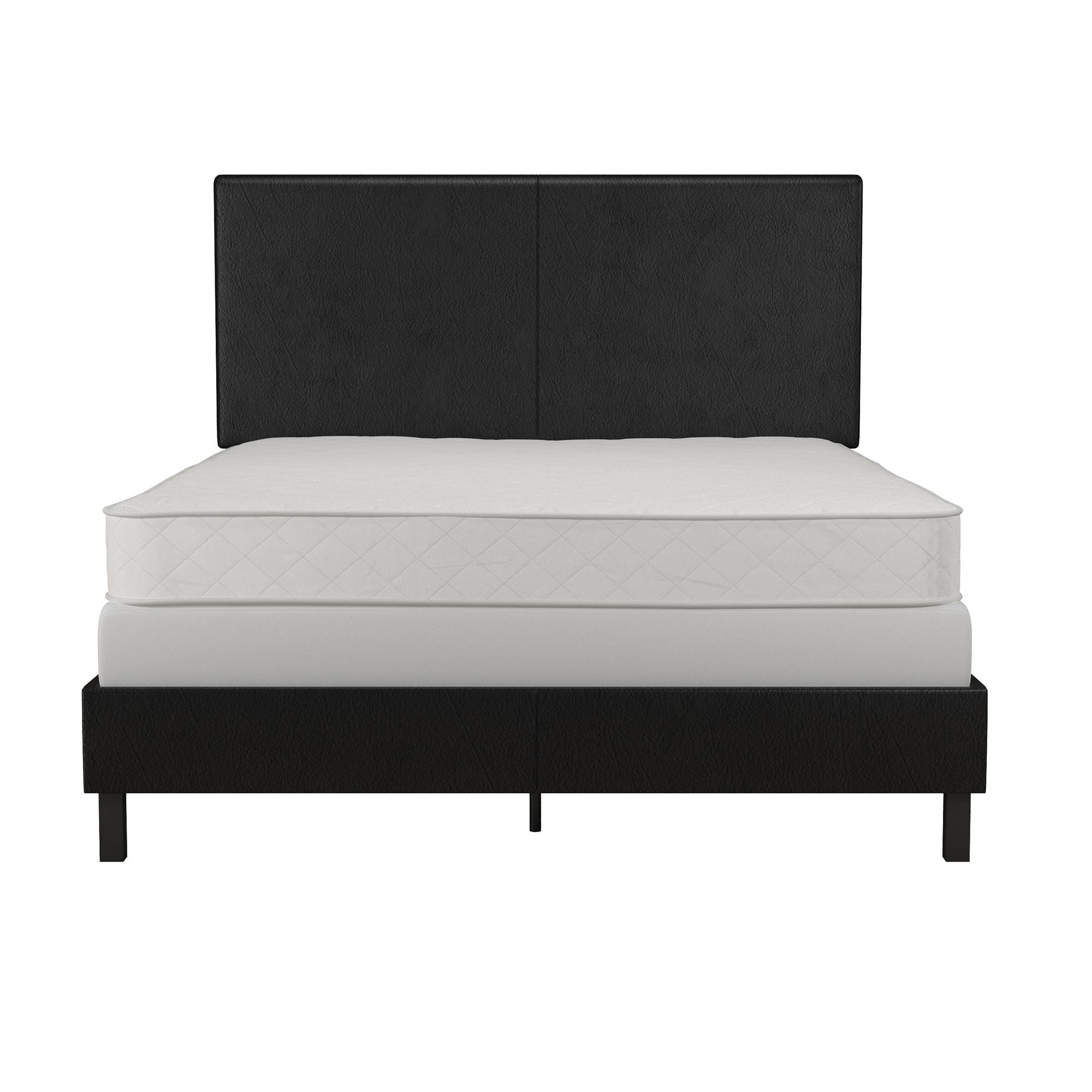 DHP Janford Upholstered Bed, Black Faux Leather, Queen