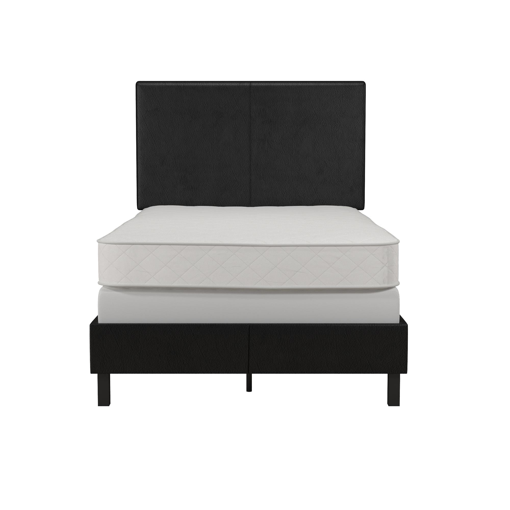 DHP Janford Upholstered Bed, Black Faux Leather, Twin