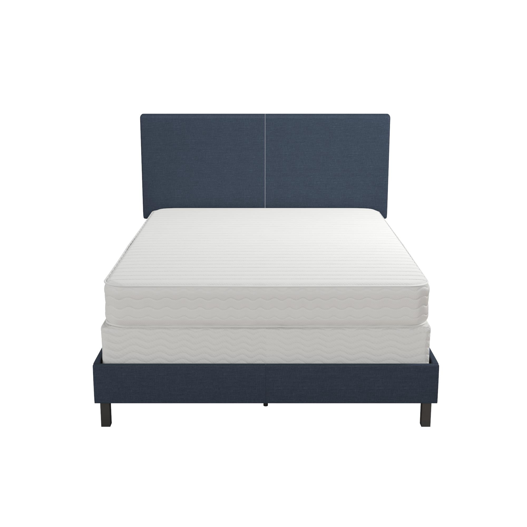 DHP Janford Upholstered Bed, Queen, Navy Blue Linen