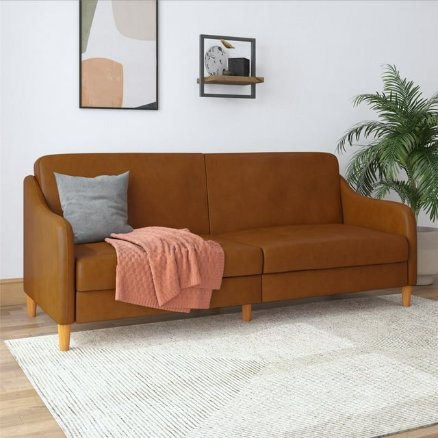 DHP Jasper Coil Futon, Camel Faux Leather