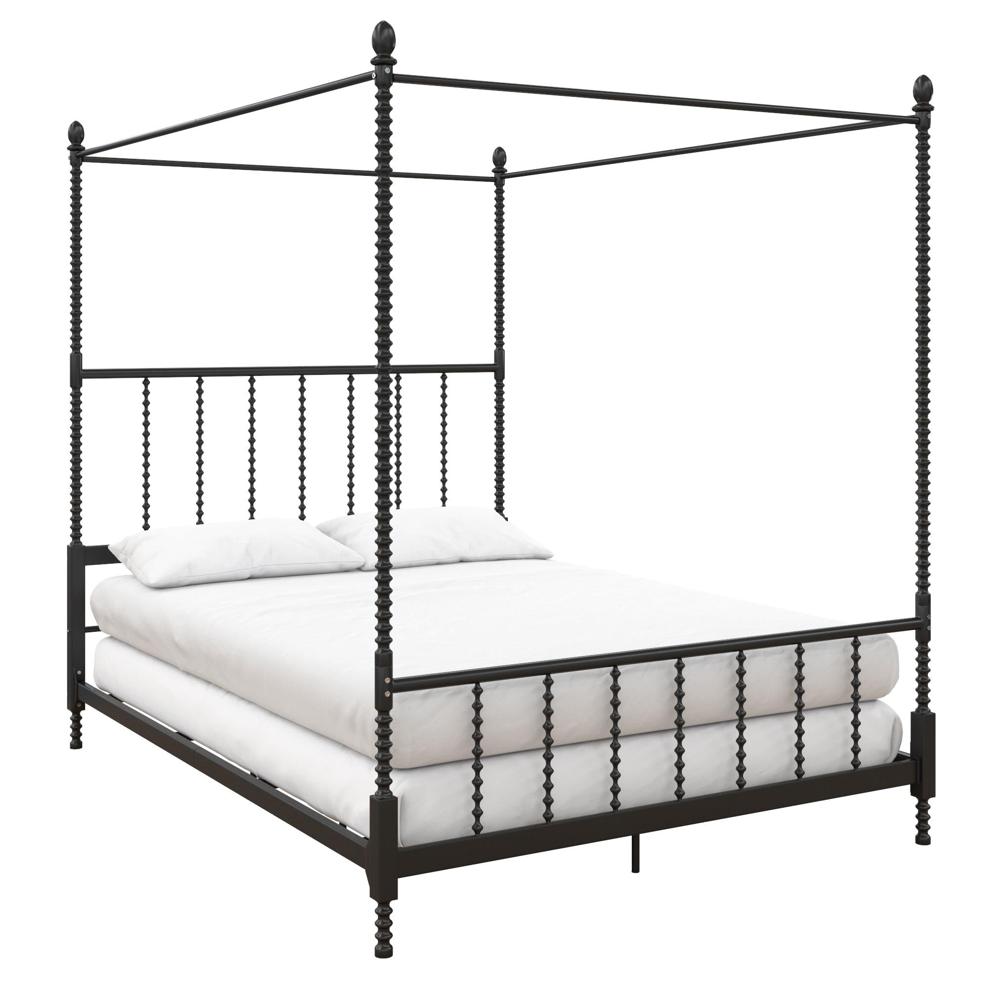 DHP Jenny Lind Queen Canopy Poster Bed Frame, Black