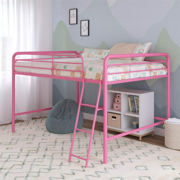 DHP Jett Junior Full Metal Loft Bed, Pink