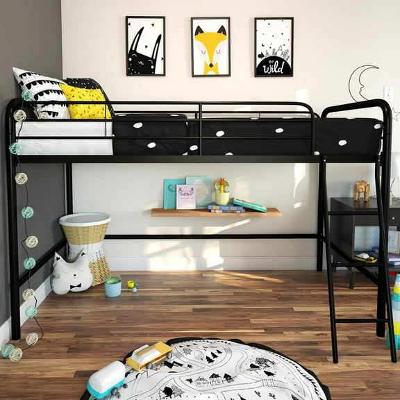 DHP Jett Junior Twin Metal Loft Bed, Black
