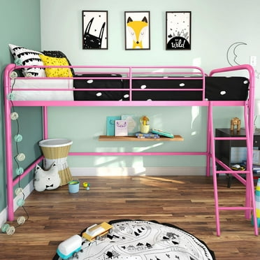 DHP Jett Junior Twin Metal Loft Bed, Pink