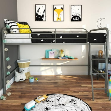 DHP Jett Junior Twin Metal Loft Bed, Silver