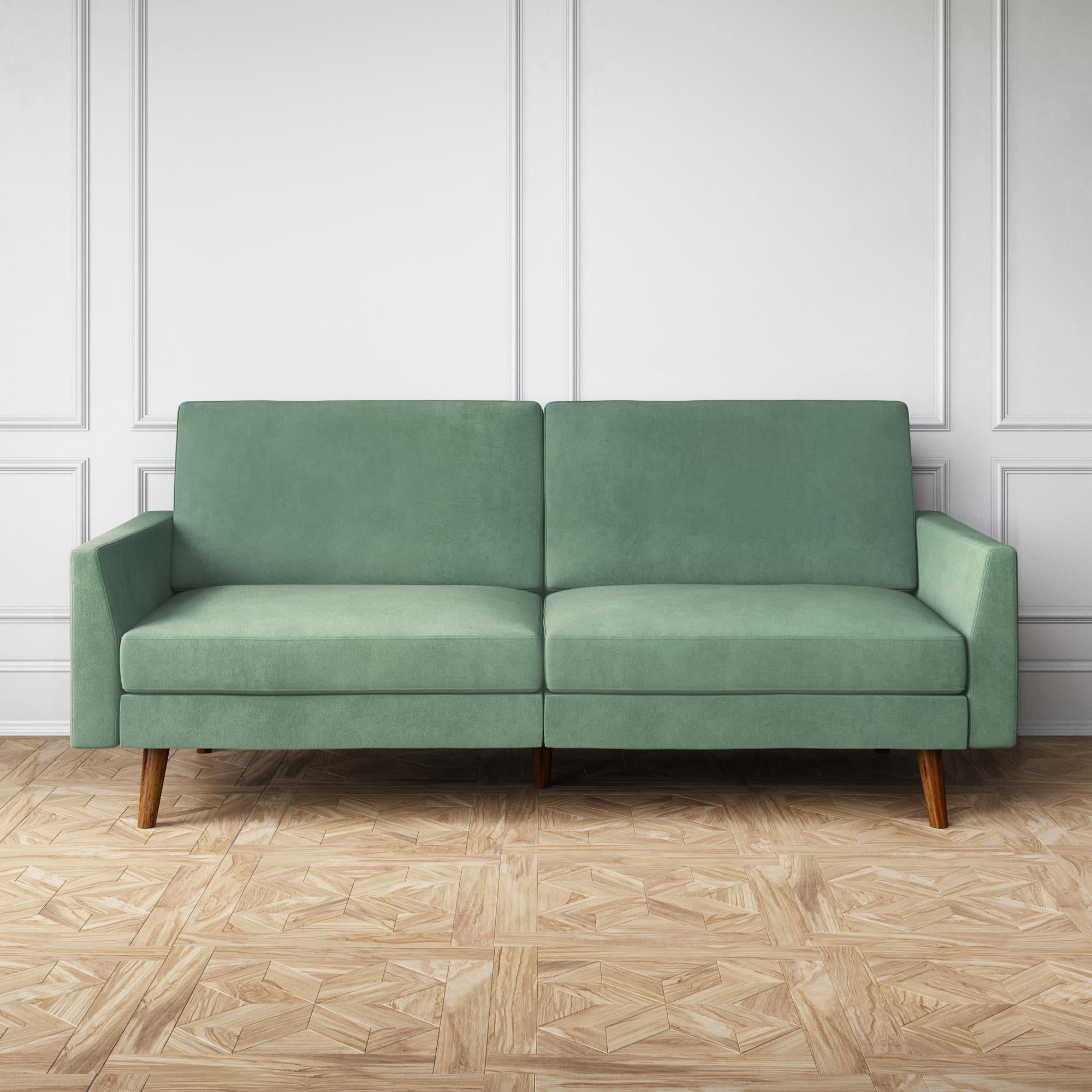 DHP Jules Sofa Bed in Velvet, Light Green