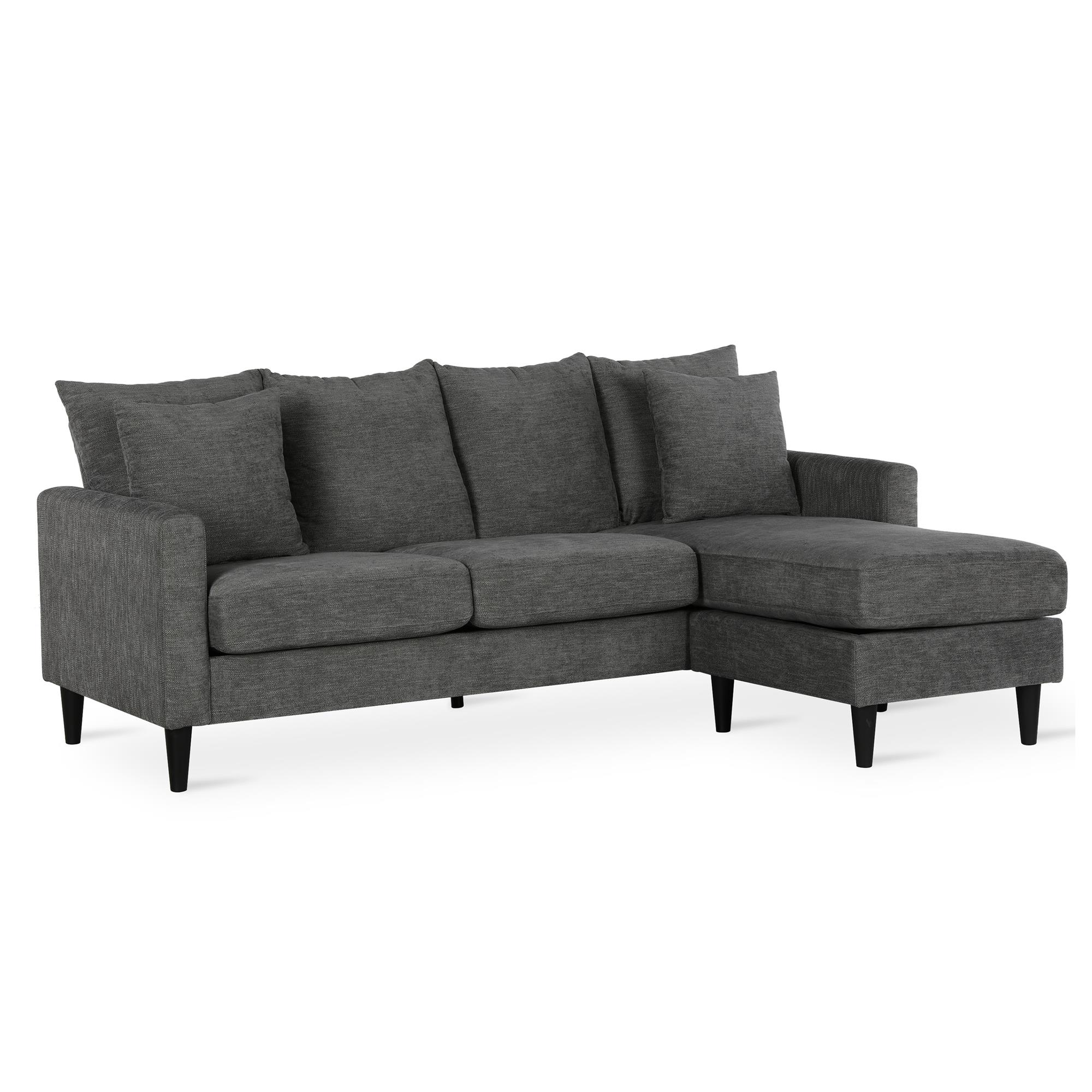 DHP Keaton Reversible Sectional with Pillows, Gray - image 1 of 14