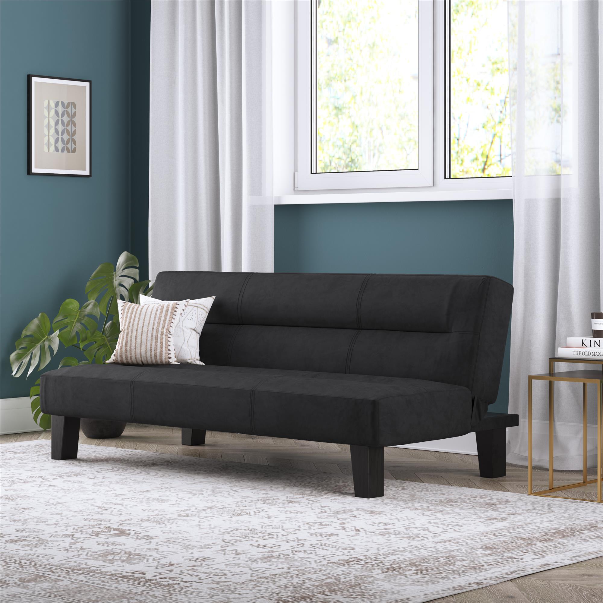 Shop Mainstays Memory Foam Futon, Black Faux Suede Great Prices Await