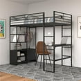 DHP Lanis Metal Storage Loft Bed with Desk, Shelves, and USB