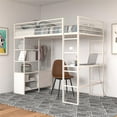 thumbnail image 1 of DHP Lanis Metal Storage Loft Bed with Desk, Shelves, Cabinet and USB Port, Twin, Off White, 1 of 20