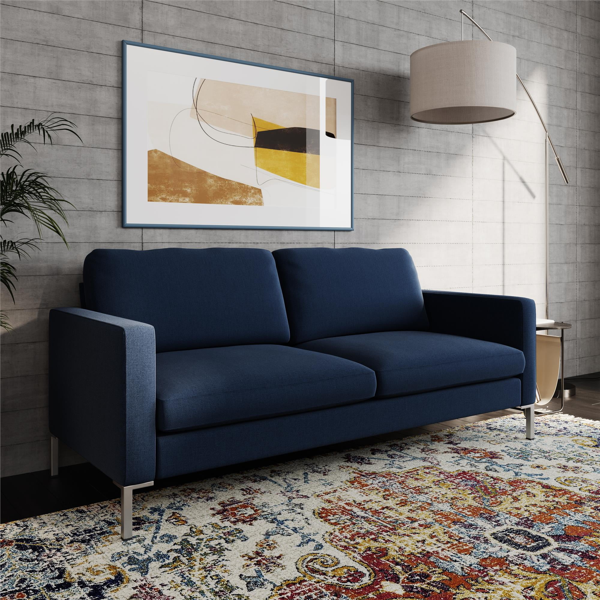 1/26迄 rikoao sofa navy Ktaxon 3 Seat Mid Century Modern Linen Sofa, Navy Blue with
