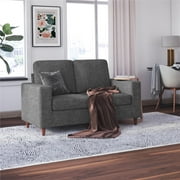 DHP Liah Loveseat Sofa with Pocket Spring Cushions, Dark Gray Linen
