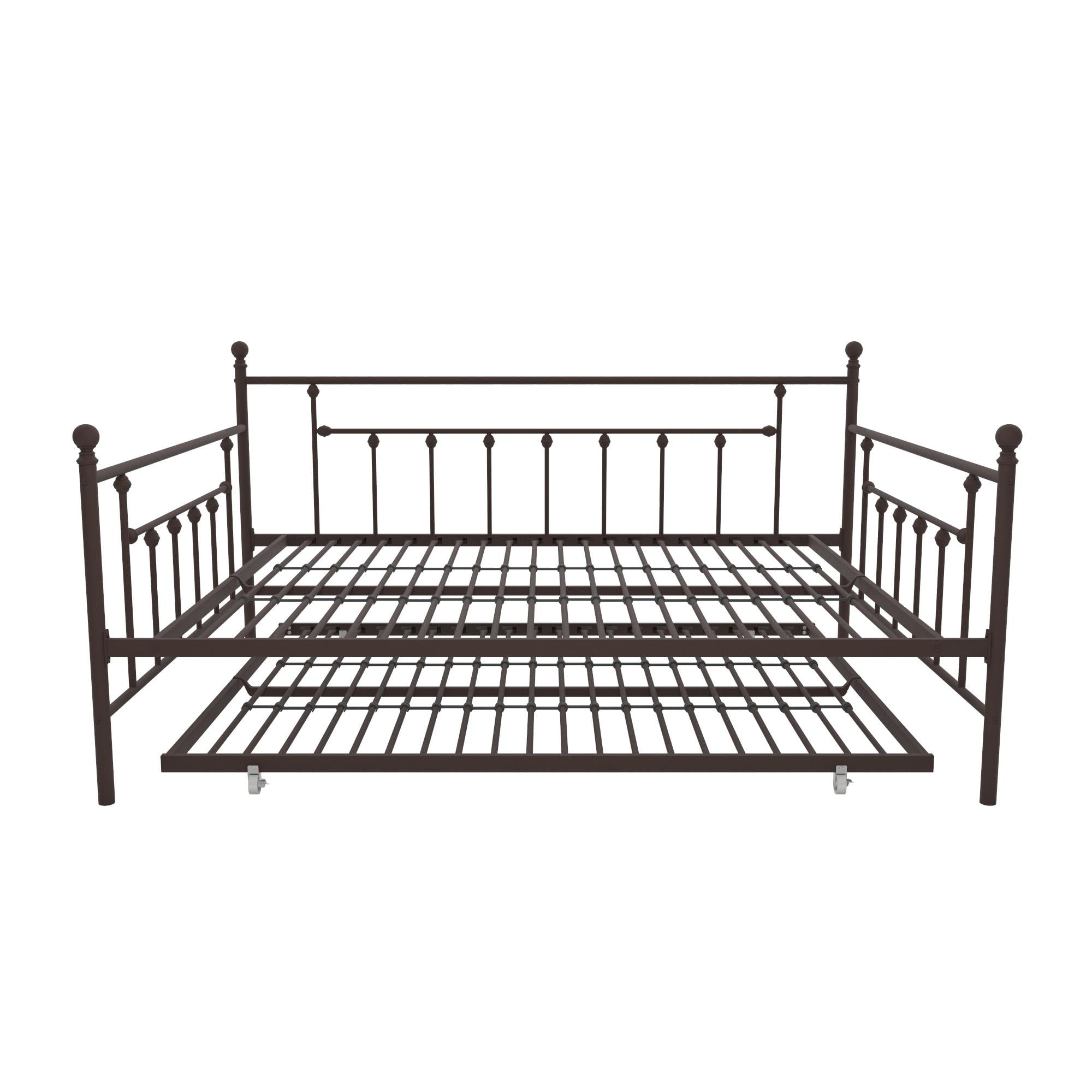 Bronze Metal Queen Daybed with Trundle and Slats