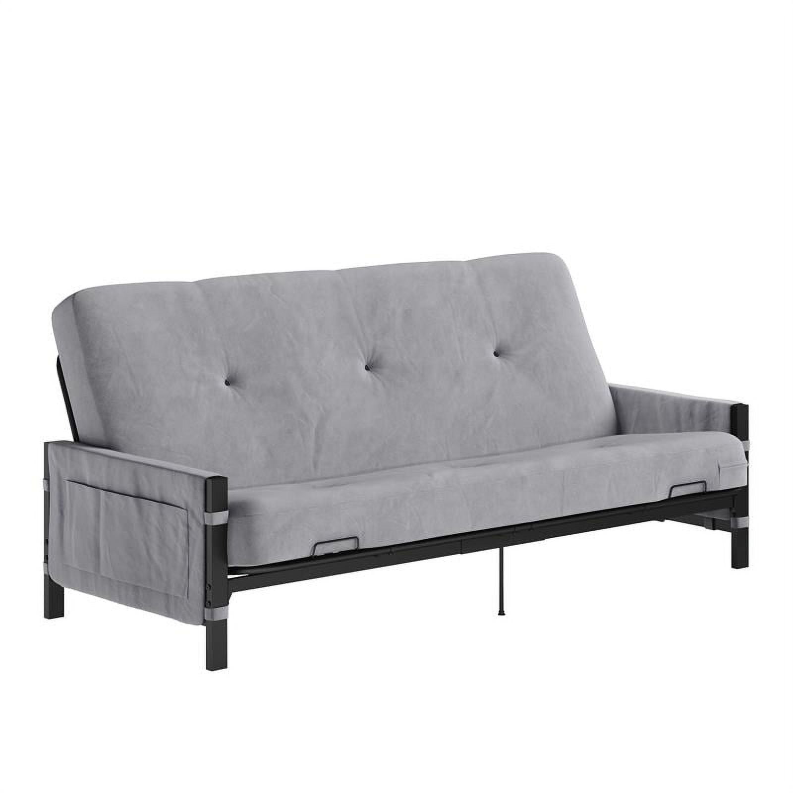 DHP Melbourne Storage Futon with 6" Thermobonded Futon Mattress in Gray