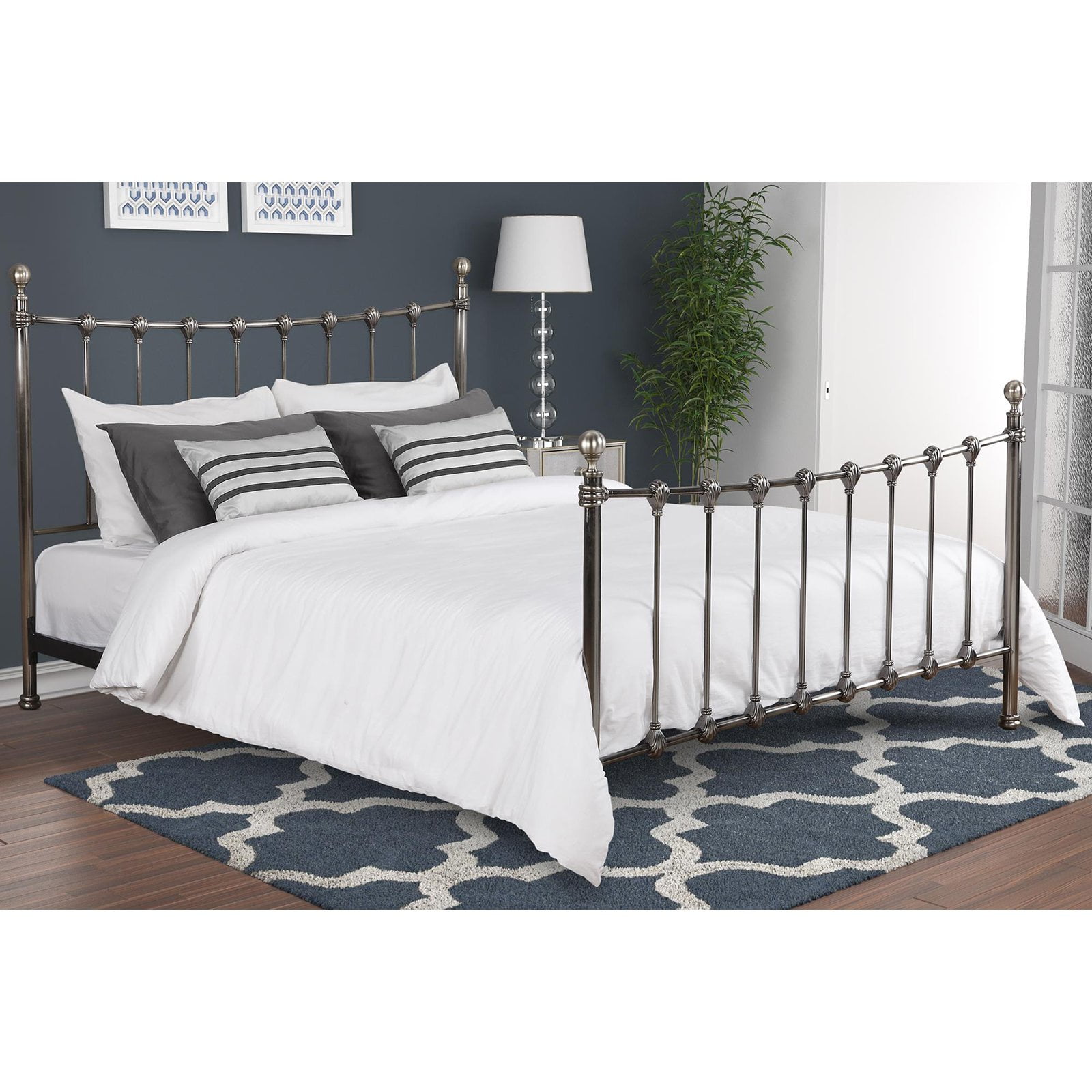 DHP Merano Metal Bed Frame, Queen Size, Antique Brass