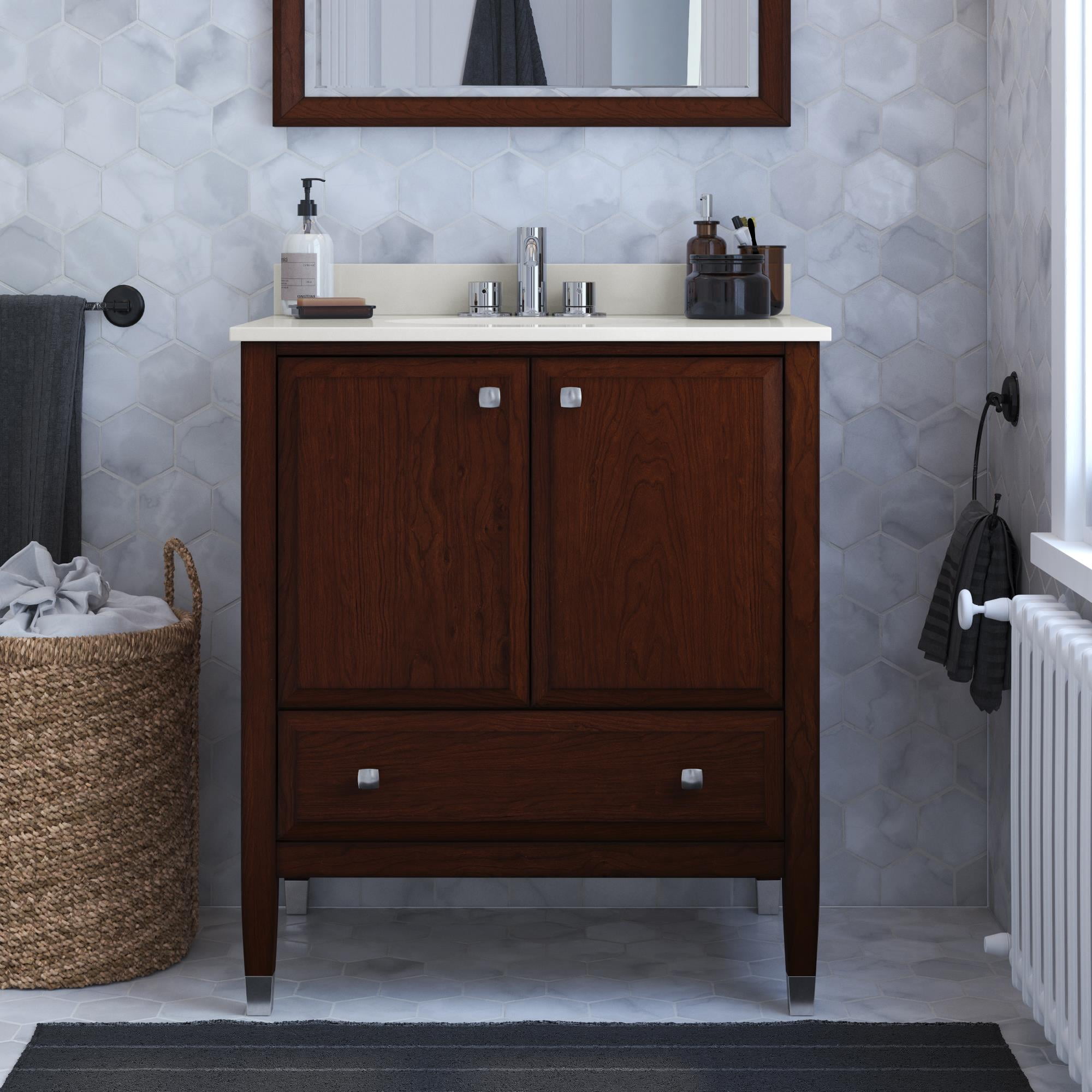 DHP Metcalfe 30 Inch Bathroom Vanity with Sink, Walnut