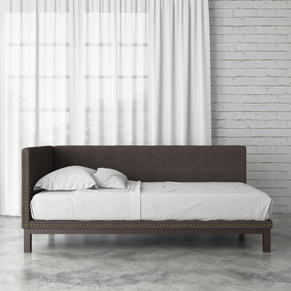 DHP Mid Century Upholstered Modern Daybed, Twin, Gray Linen