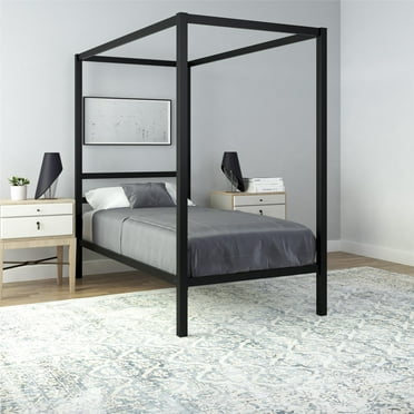 DHP Modern Metal Canopy Bed, Twin, Black