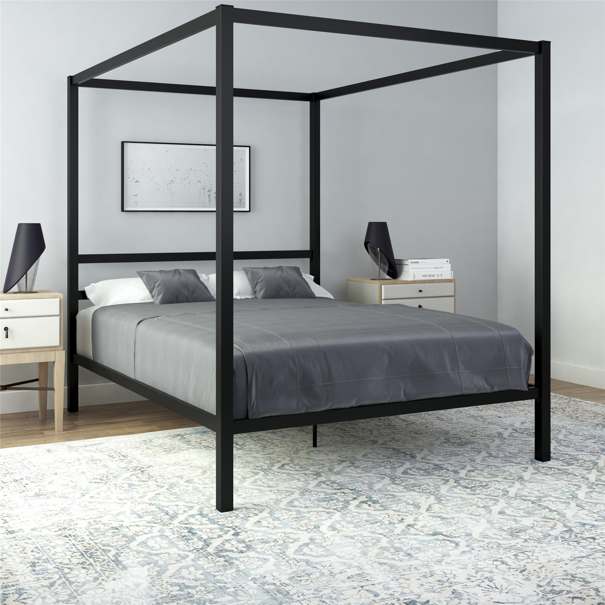 DHP Heavy Duty Metal Canopy Platform Bed Frame With Headboard, No Box ...