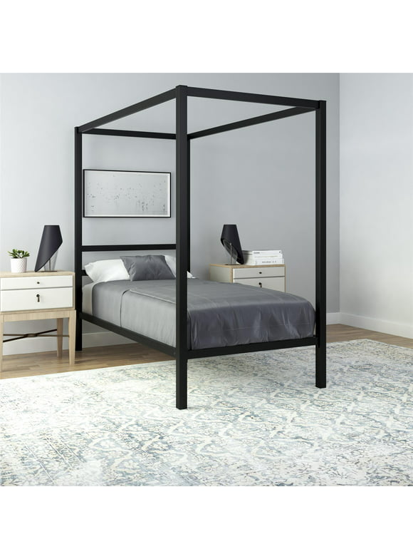DHP Modern Metal Canopy Platform Bed Frame, Twin, Black