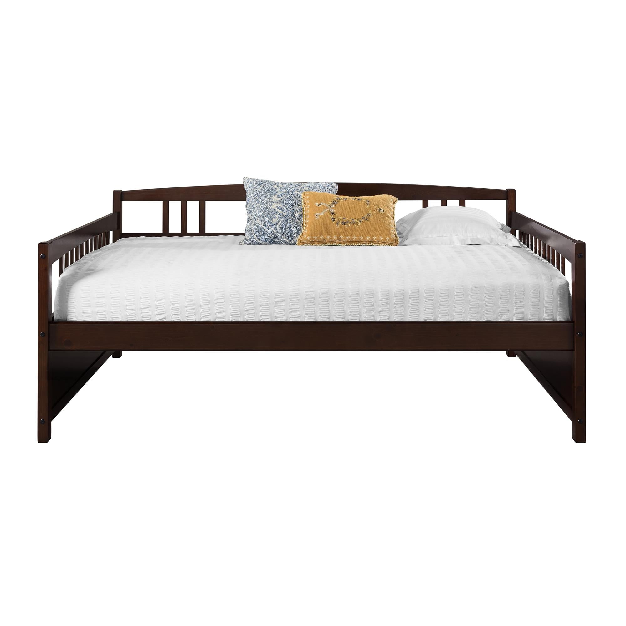 Espresso Pine Full Size Daybed with Slats and Headboard