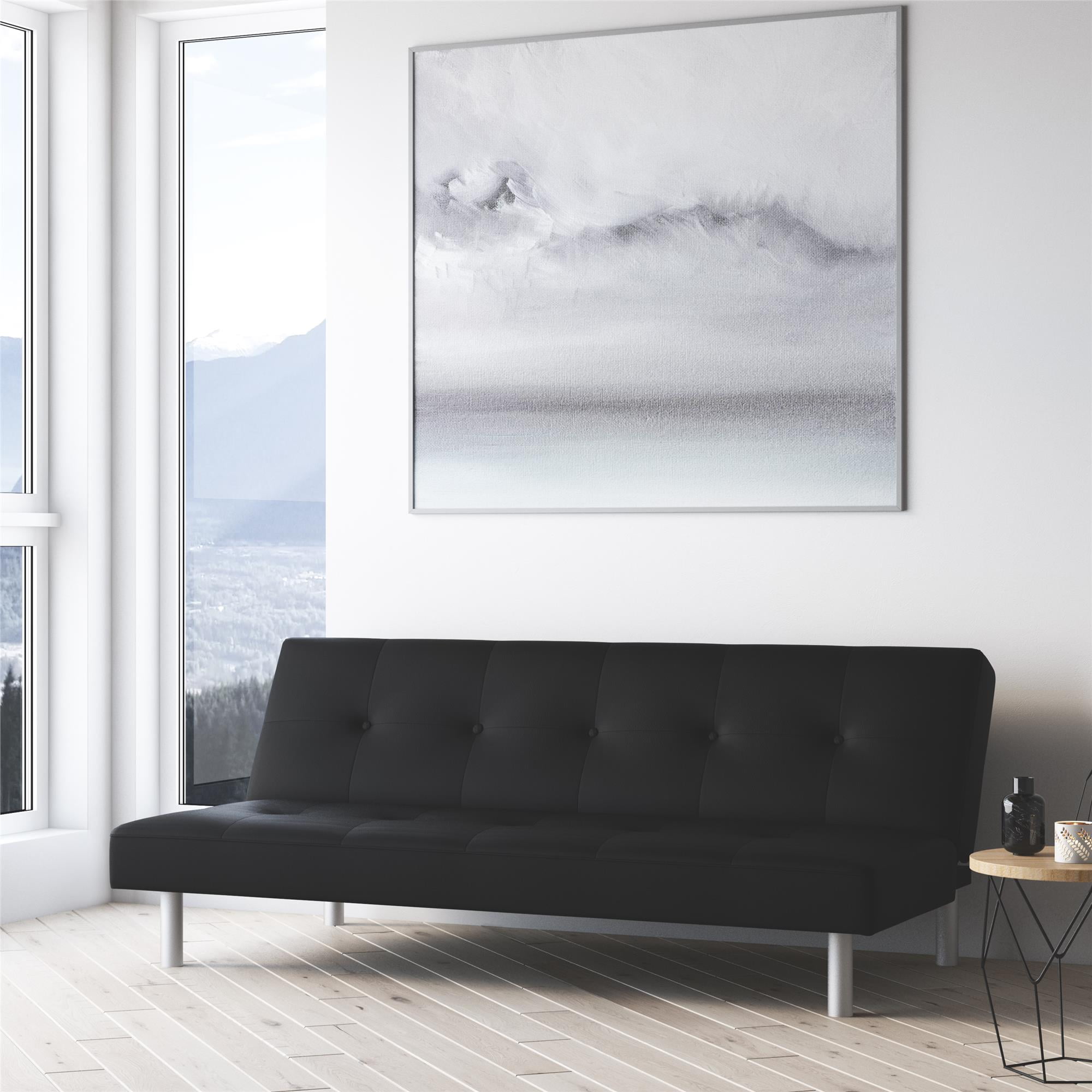 DHP Nola Tufted Futon, Black Faux Leather