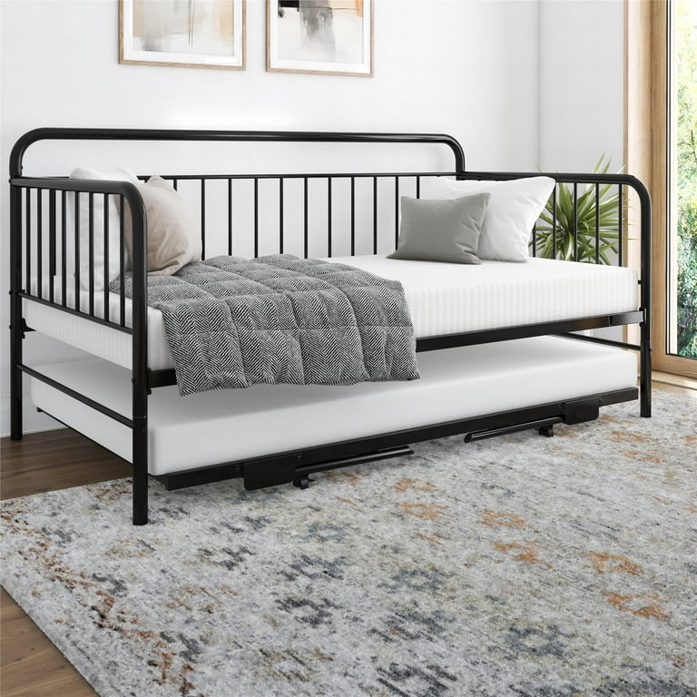 Black daybed with pop up trundle discount