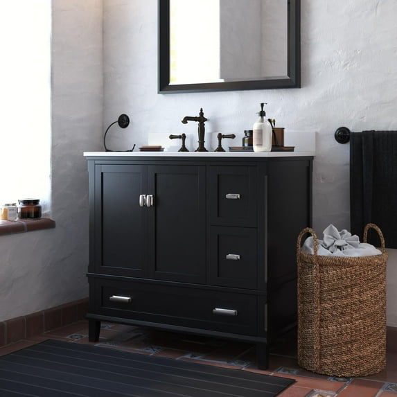 DHP Otum 36 Inch Bathroom Vanity with Sink, Black