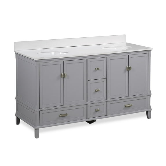 DHP Otum 60 Inch Double Bathroom Vanity with Sink, Gray Wood