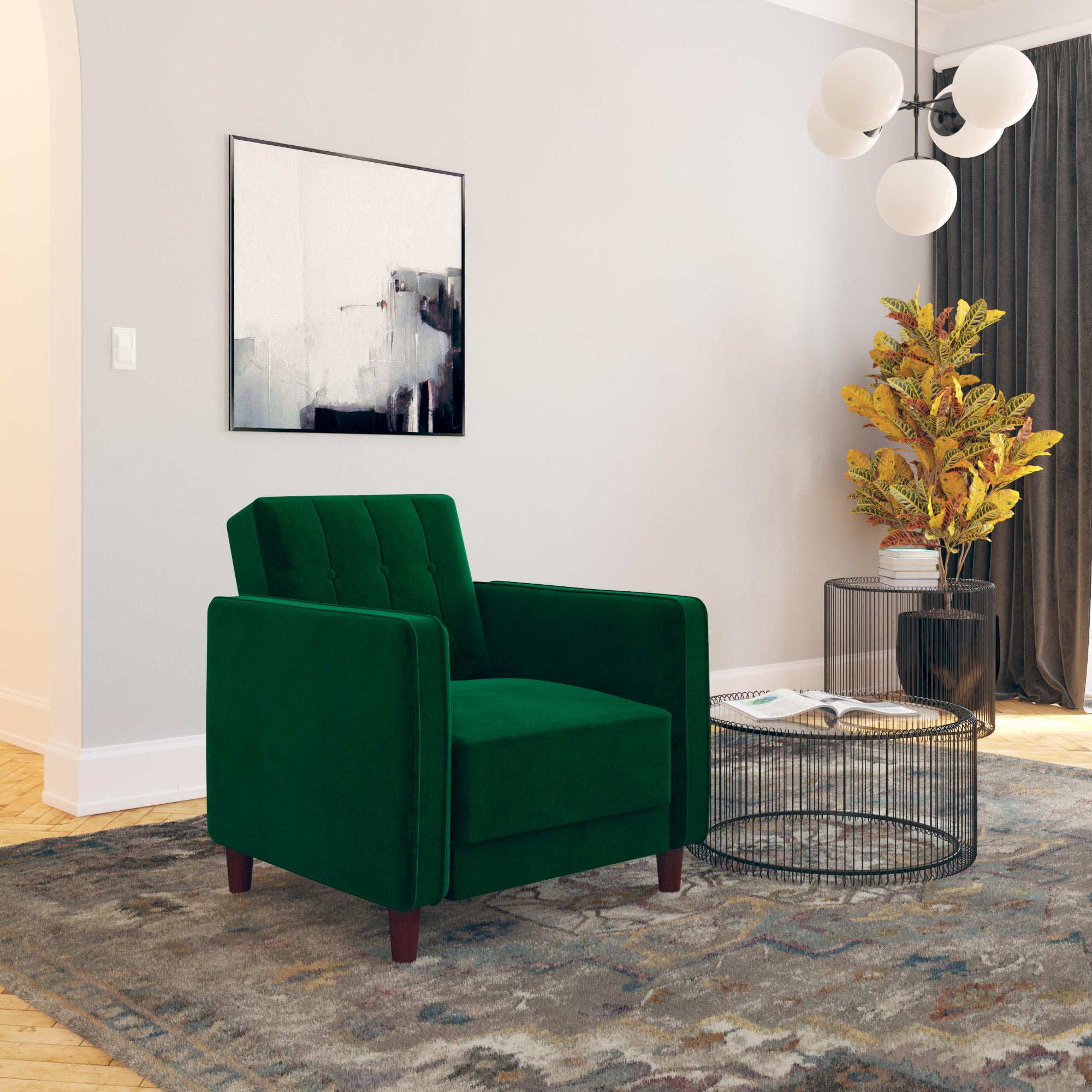 DHP Pin Tufted Accent Chair Green Velvet Walmart