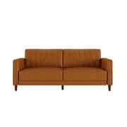 EMBER INTERIORS DHP Pin Tufted Transitional Futon, Camel Faux Leather