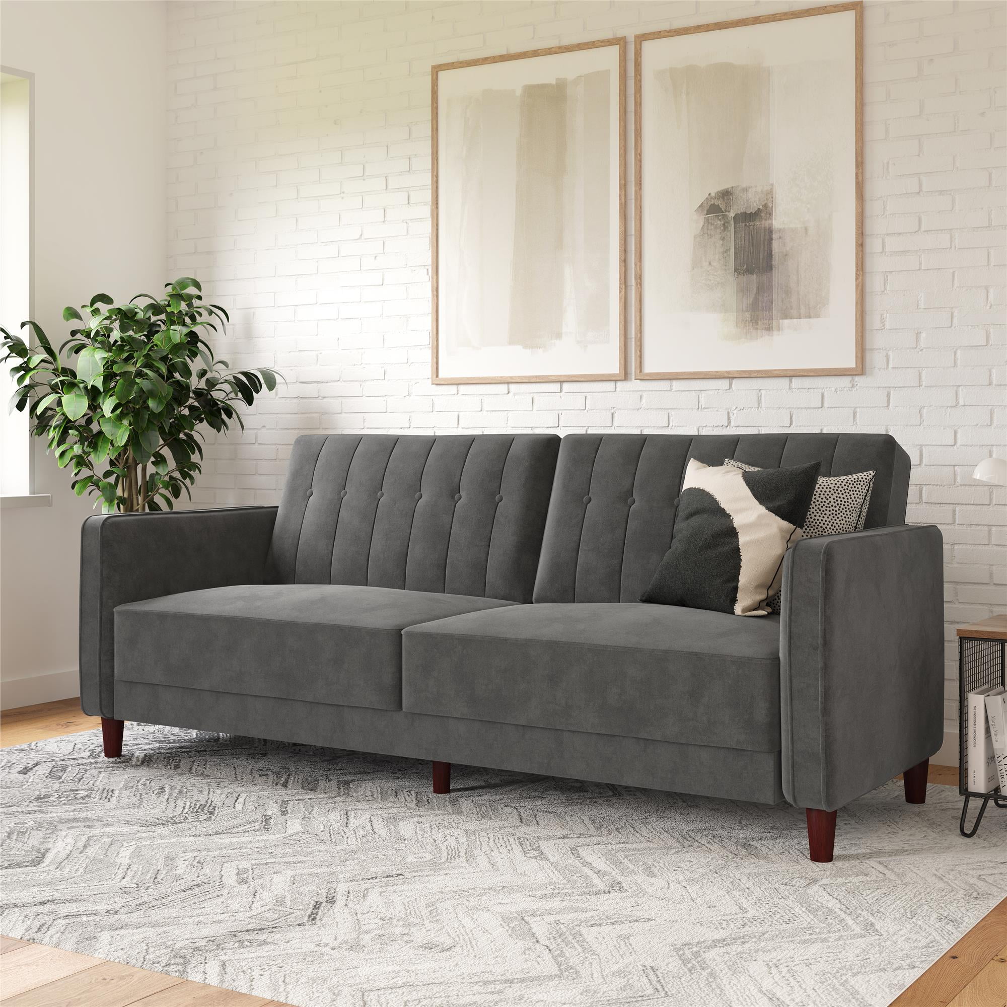 Dhp Pin Tufted Transitional Futon Gray