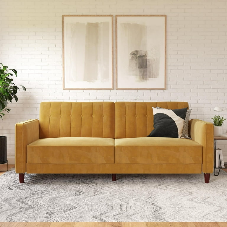 Mustard Yellow Velvet Sofa Baci Living Room