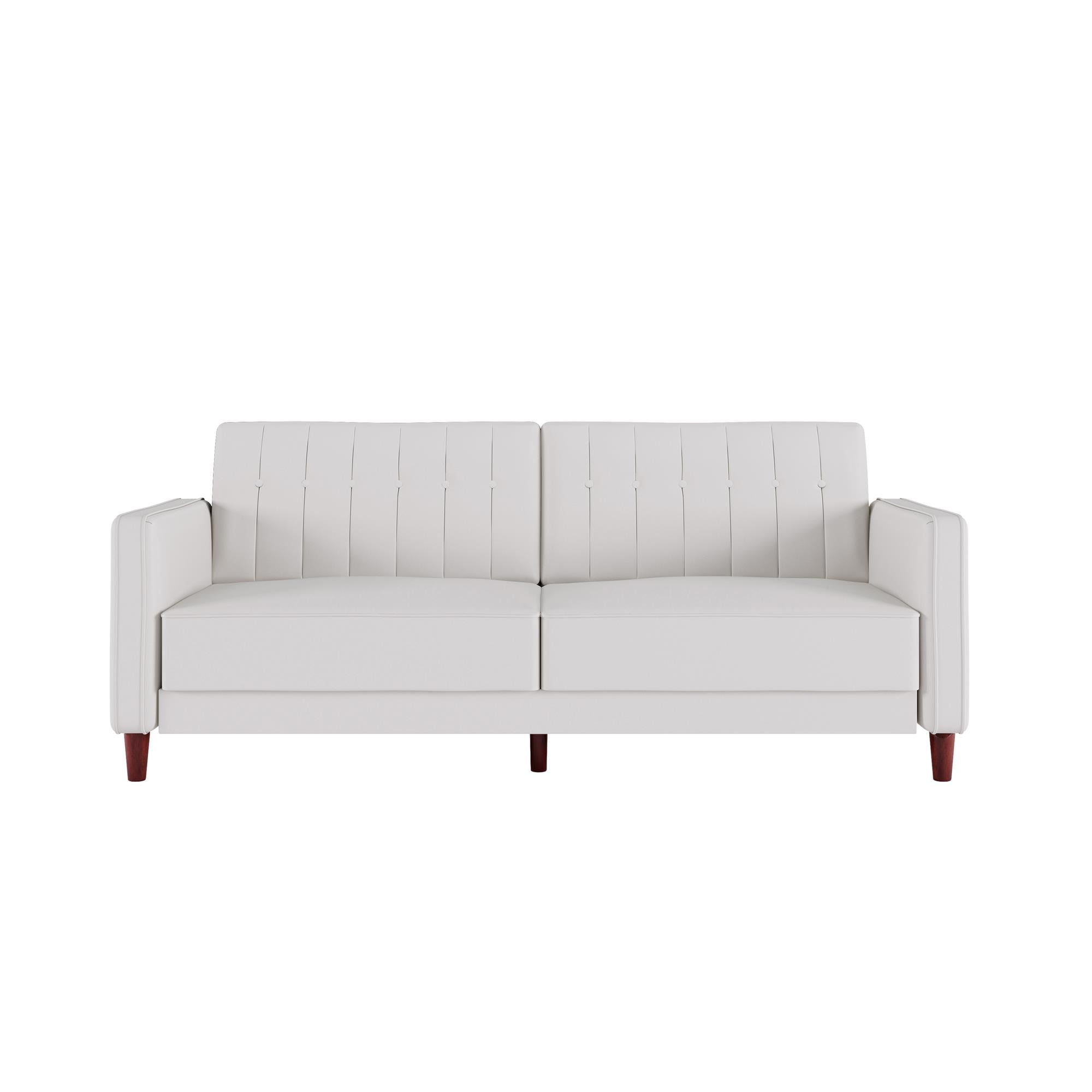 Free Shipping! DHP Pin Tufted Transitional Futon, White Faux Leather  (图1)
