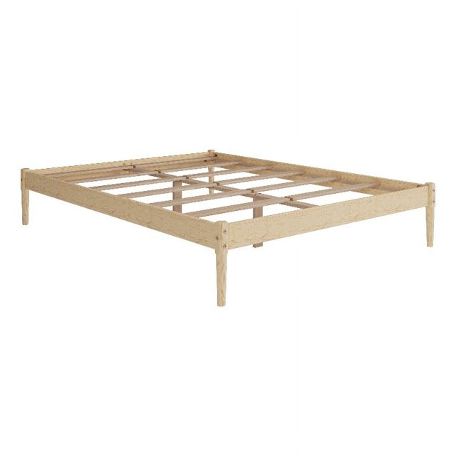 DHP Remi 14" Rustic Platform Bed Frame Solid Wood Slats Queen in Natural