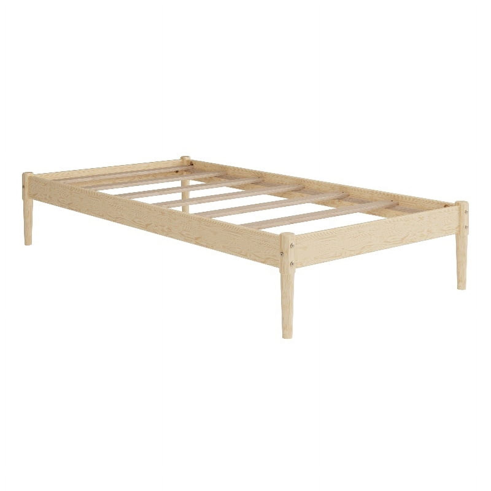 DHP Remi 14" Rustic Platform Bed Frame Solid Wood Slats Twin in Natural