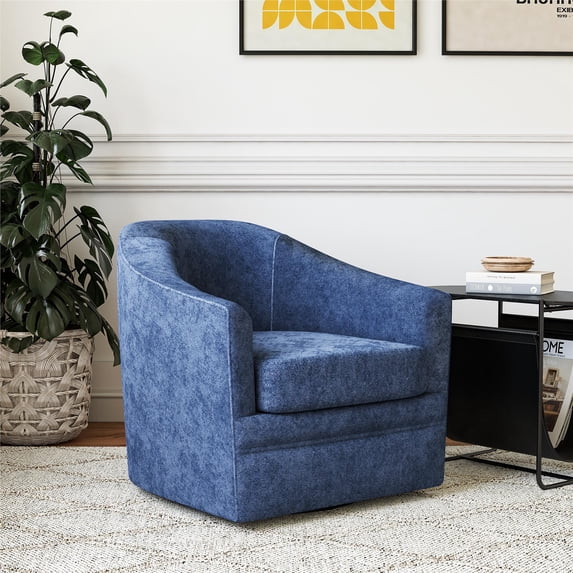 DHP Remily Swivel Accent Chair, Navy Textured Fabric