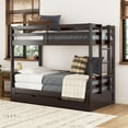 thumbnail image 1 of DHP Rhodes Extendable Twin-over-Twin/King Bunk Bed with Storage Drawer, Brown, 1 of 19