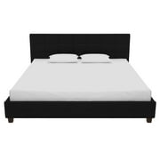DHP Rose Tufted Upholstered Platform Bed Frame, King, Black Linen