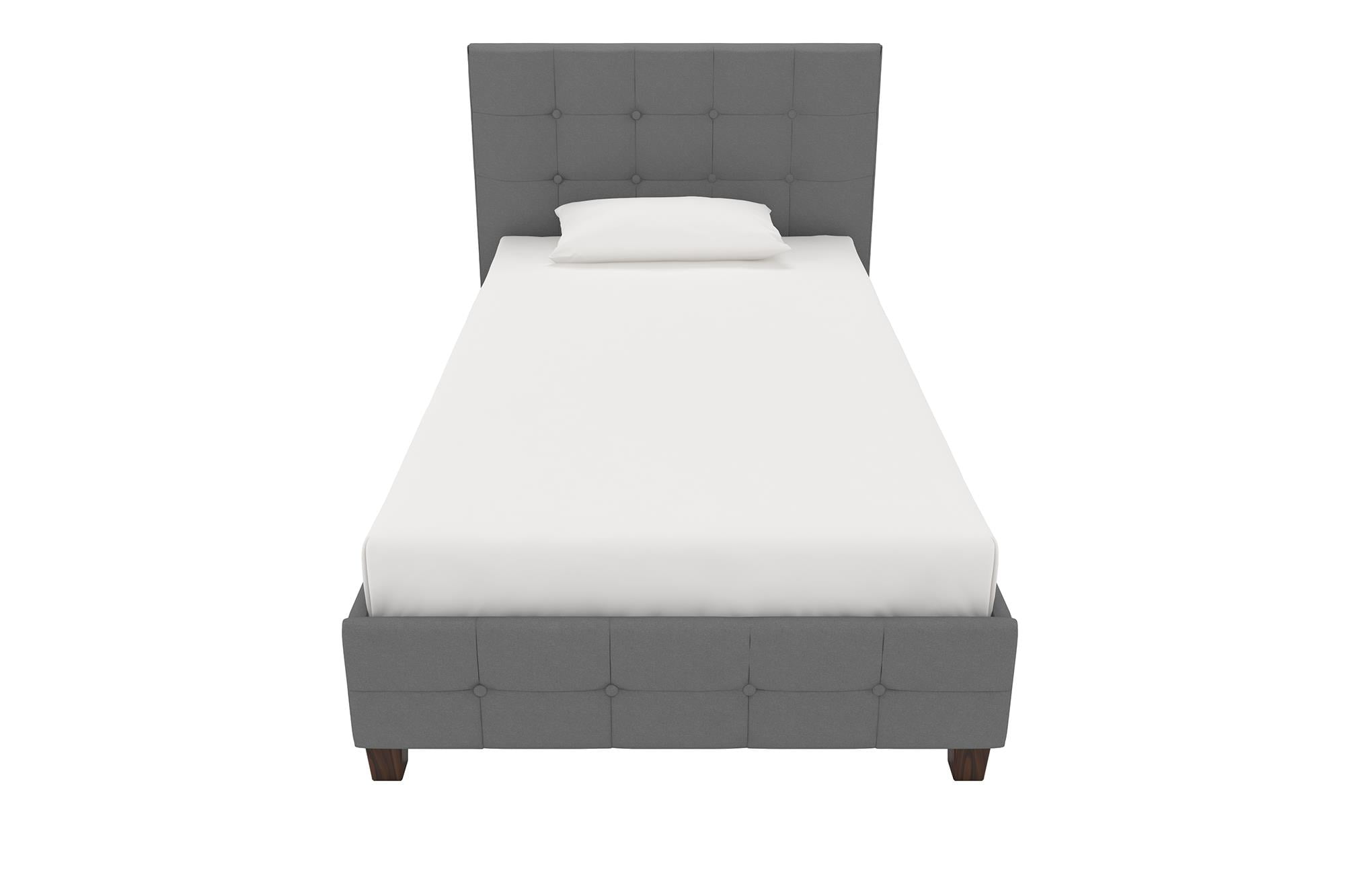 DHP Rose Tufted Upholstered Platform Bed Frame, Twin, Gray Linen