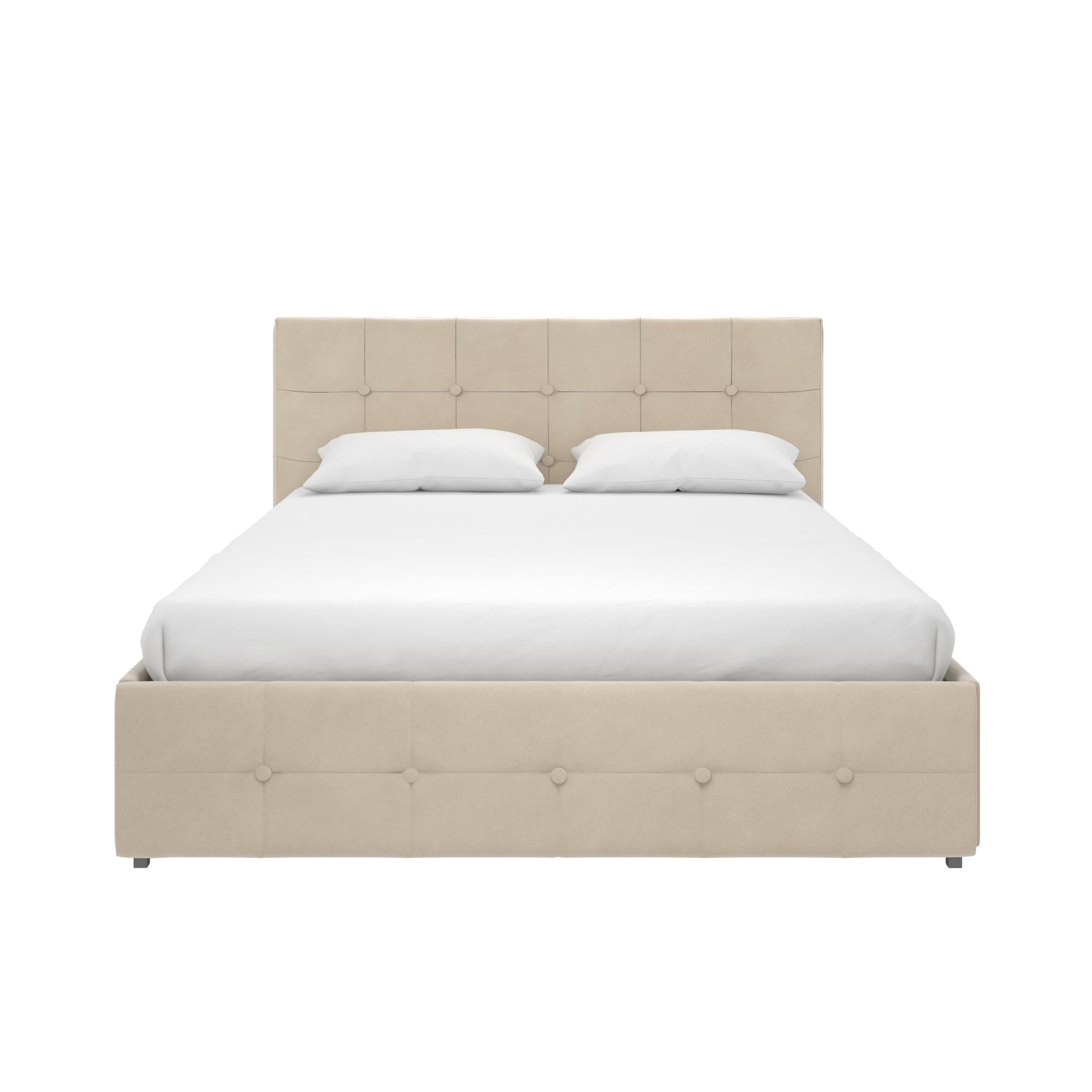 DHP Rose Tufted Upholstered Storage Bed Frame, Full, Ivory Velvet