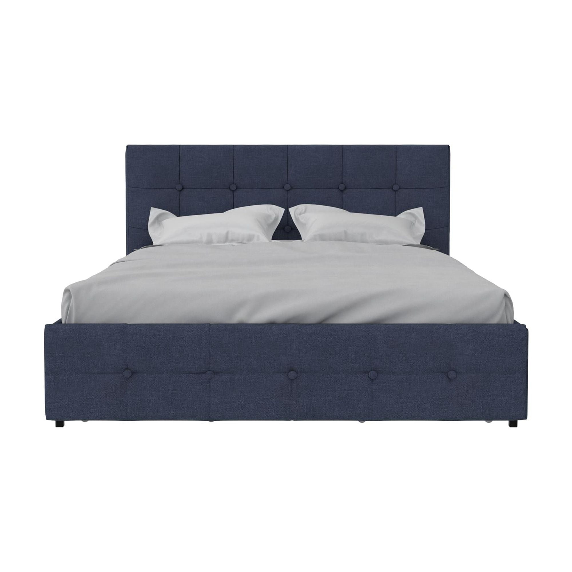 DHP Rose Tufted Upholstered Storage Bed Frame, Queen, Blue Linen